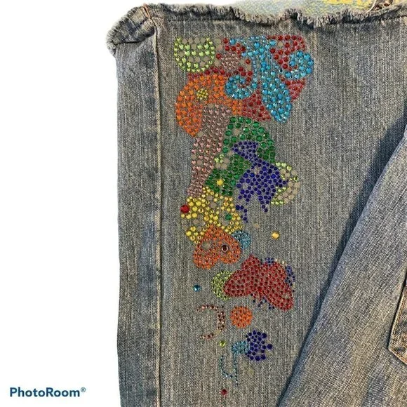 Women's Coca-Cola Jean’s Size 10 Vintage. Bedazzled pocket and pant leg - Picture 4 of 9